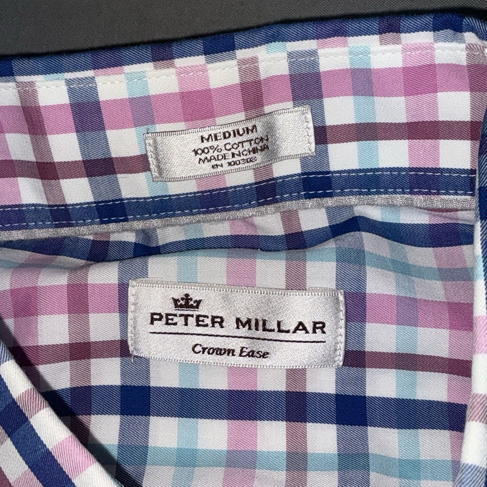 Peter Millar Men's Button Down Shirt Size Medium Short Sleeve Crown Ease - Picture 2 of 4